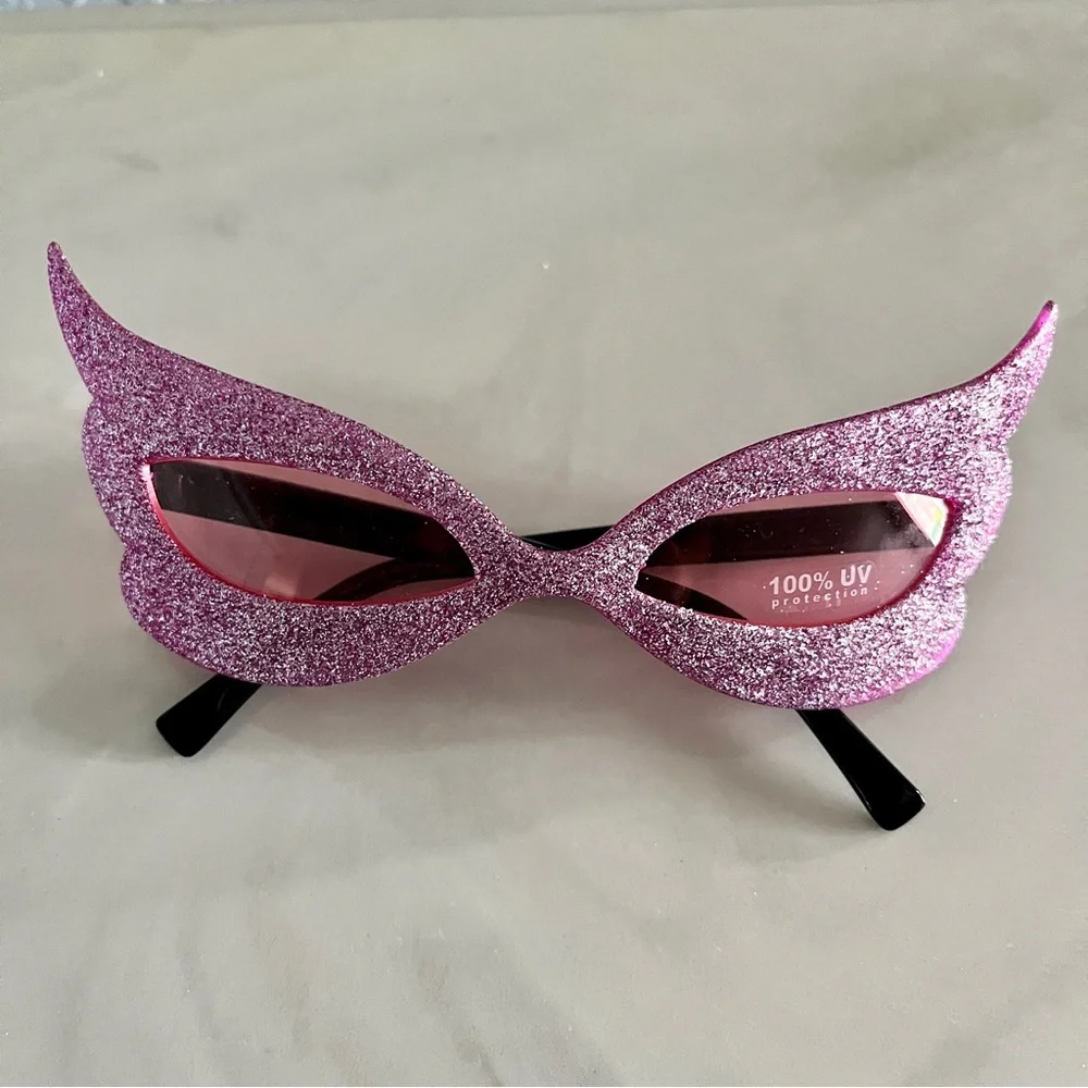 NWT Pink Glitter Cat Eye Sunglasses UV Protection Y2K Whimsigoth